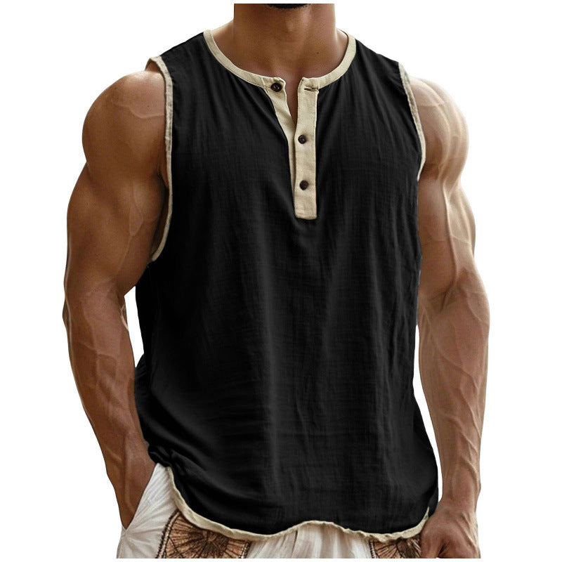 Men's Cotton-Linen Sleeveless Fitness Casual Trendy Tank Top