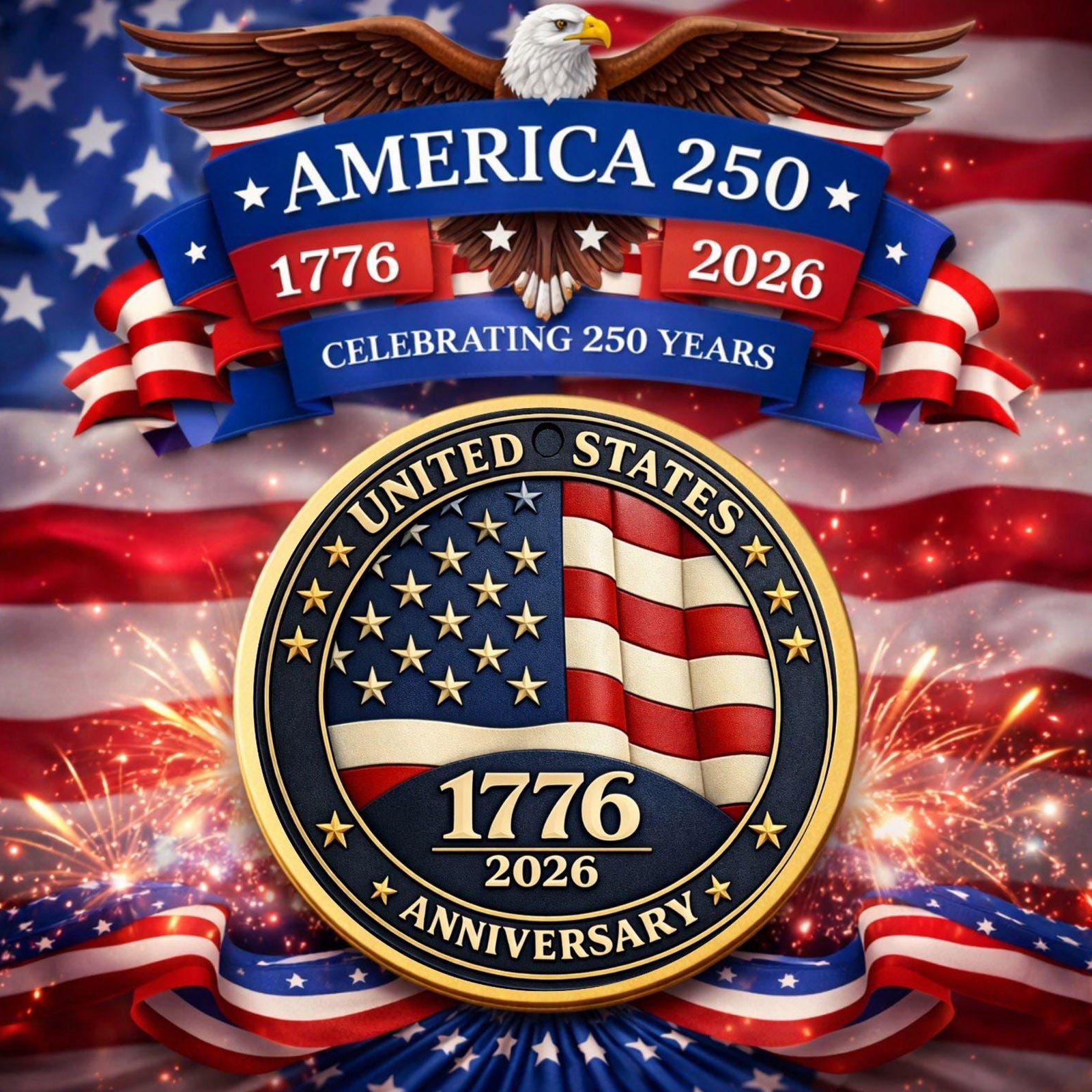 3D Embossed 250th Anniversary Commemorative Coin