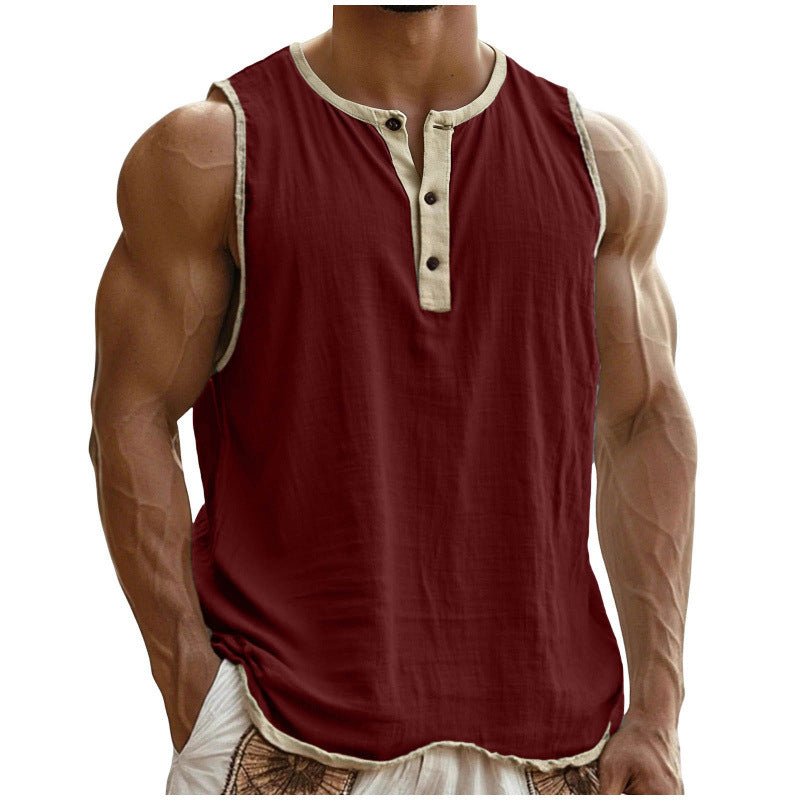 Men's Cotton-Linen Sleeveless Fitness Casual Trendy Tank Top