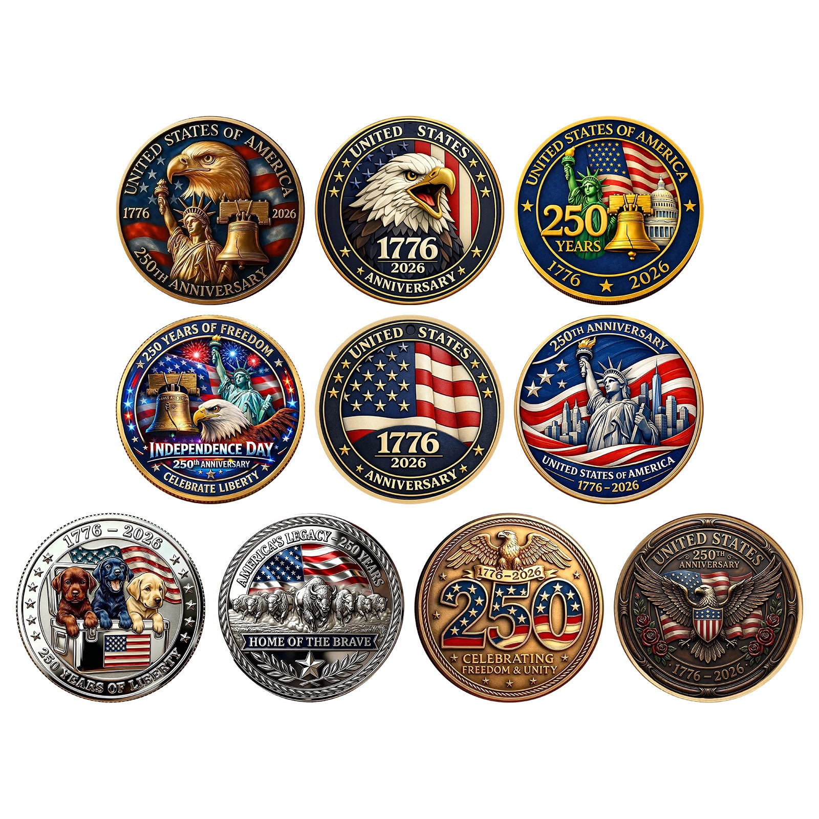 3D Embossed 250th Anniversary Commemorative Coin