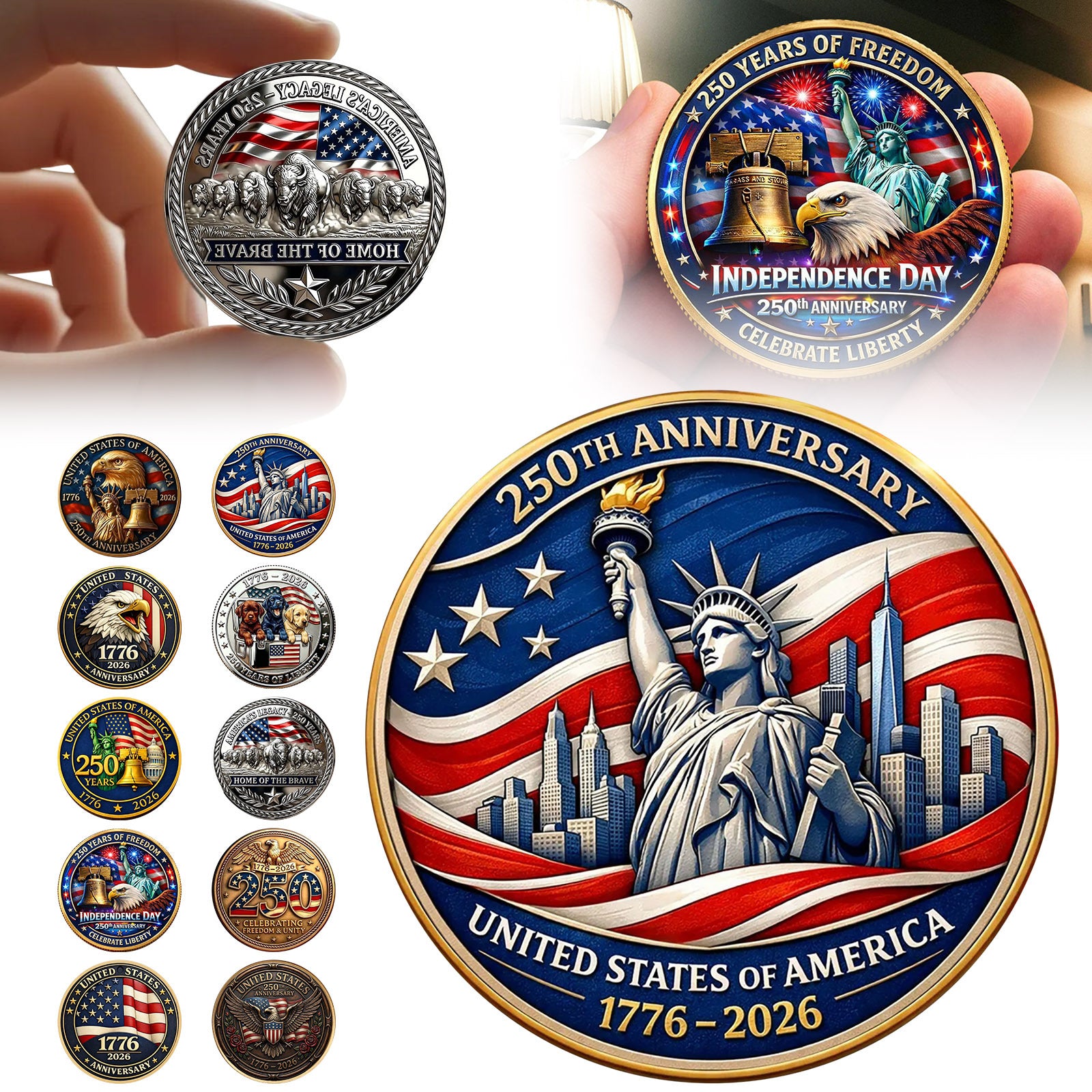 3D Embossed 250th Anniversary Commemorative Coin
